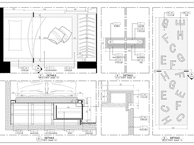 家居墙身及衣柜大样 施工图 柜类 家具节点详图