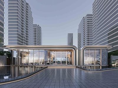 现代弧形售楼处建筑 异形