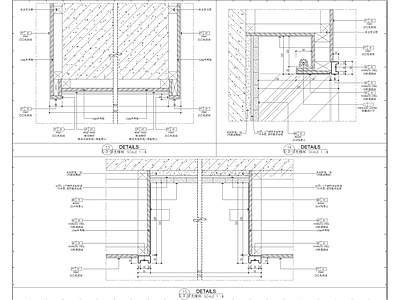 办公空间柜体及墙身节点大样图 施工图 柜类 家具节点详图