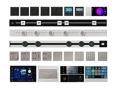 现代开关插座组合 智能开关 开关面板 开关显示屏 可视面板 智能家居 电源开关