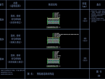 D9 塑胶跑道塑胶及聚丙烯路面构造 施工图