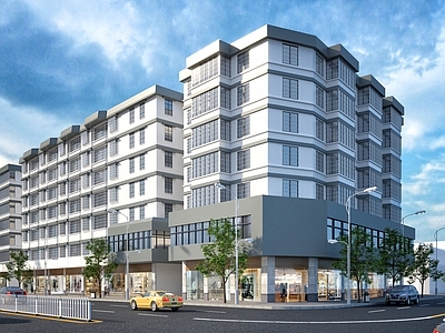 现代商业街 建筑外观