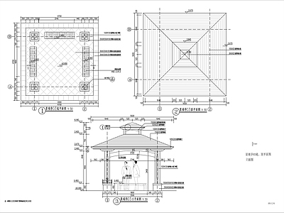 现代简约四角亭节点大样详图 施工图
