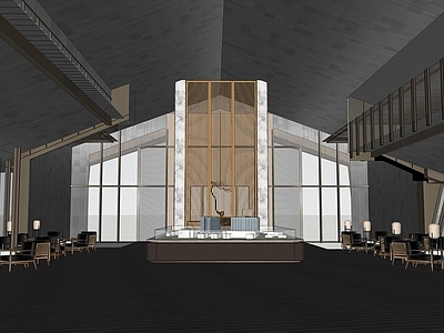 现代售楼处内部 展示中心 售楼建筑 餐饮建筑