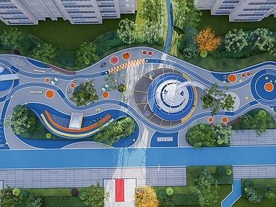 【SU悬赏模型】现代风格儿童游乐区    建议用Enscape、Lumion渲染