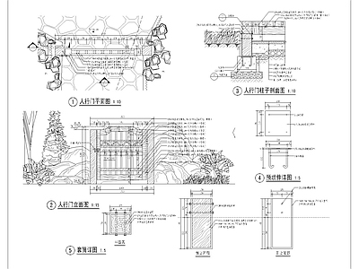 旅游度假村特色木质人行门详图 施工图 通用节点
