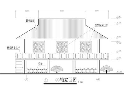 某山地动物园孔雀园竹楼建筑 施工图