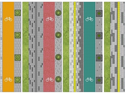 现代道路铺装 人行道 自行车道 跑道 人行道铺装 非机动道 渐变铺装