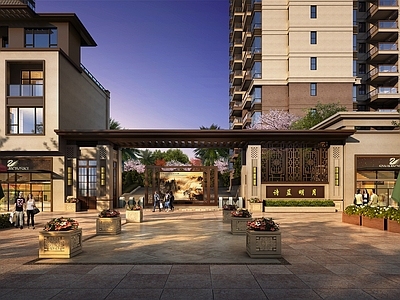 新中式小区大门入口 小区入口