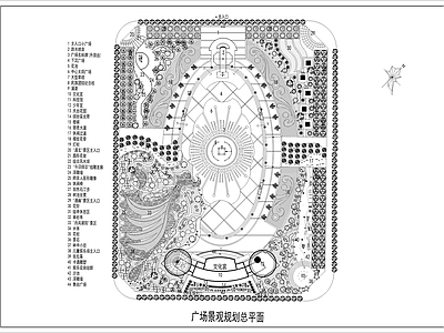 方形广场景观规划总平面 规划平面图