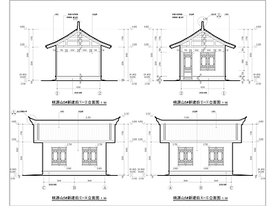 中式坡屋面单体建筑连廊 施工图