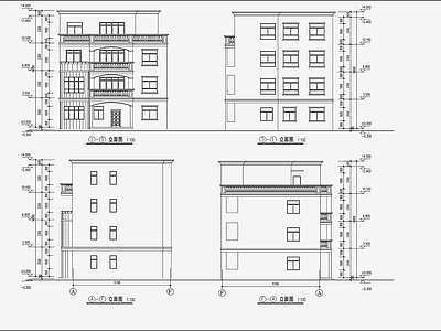 欧式简约别墅建筑 施工图
