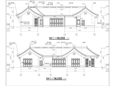 中式坡屋面商业街建筑 施工图