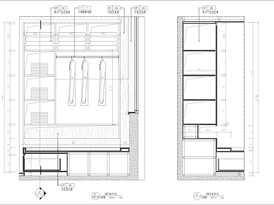 天花及衣柜柜体大样图 施工图 柜类 家具节点详图