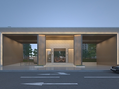 新中式小区入口大门 办公入口