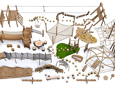 儿童木制游乐设施 儿童器材组合 野趣乐园 自然生态乐园 木头器材组合