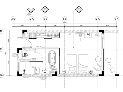 湖景套房客房 施工图 客房