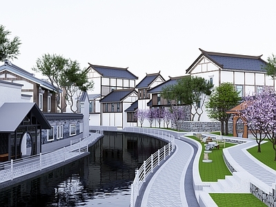 现代美丽乡村 群与河道