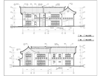 中式坡屋面商业街建筑 施工图