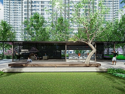现代小区中庭景观 会客厅 住宅景观