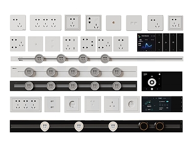 现代开关插座组合 开关 智能开关 开关面板 开关显示屏 可视面板 智能家居 电源开关
