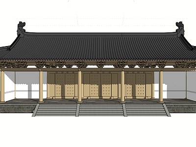 中式庭院门 古 宋式 大 五开间 斗拱 脊兽