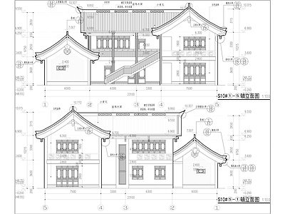 中式商业街建筑 施工图