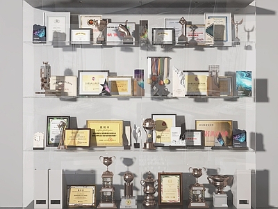 现代奖杯 展示柜 奖杯 证书 荣誉证书 装饰柜
