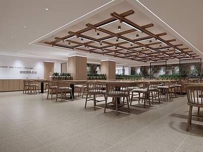 新中式学校餐厅 食堂 教师餐厅