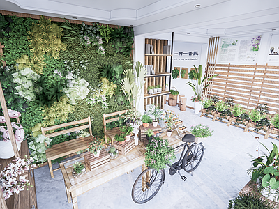 现代花店 盆栽 花艺 植物墙面 植物科普标识