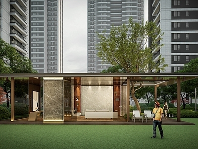 现代小区景观 中庭会客厅 住宅景观
