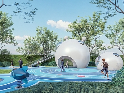 现代星空儿童游乐区 星球 宇宙 主题 科普儿童展示场地