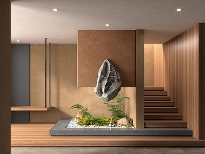 现代楼梯间 室内造景