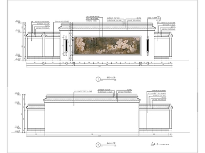 新中式绢画景墙 施工图