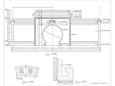 新中式月亮门景墙 施工图