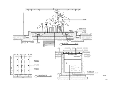 新中式荷花镜面水景 施工图