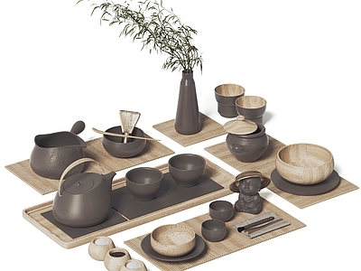 禅意茶盘茶具 茶杯 禅意 茶壶 茶叶