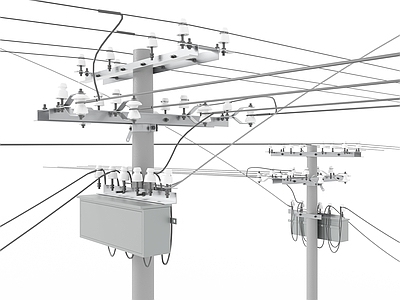 电线杆 高压电线 变压器 配电箱 电力设施 电缆