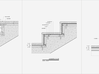 木地板楼梯踏步节点 施工图