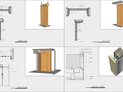 门节点大样及三维图 施工图 通用节点