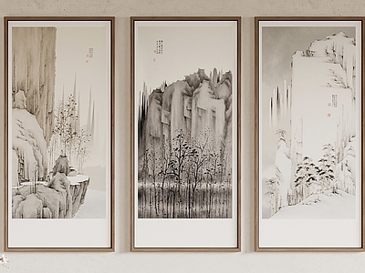 原木风装饰画 新中式 水 水墨 国画 侘寂风装饰画