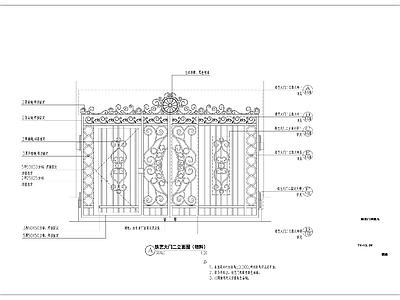 欧式铁艺大门 施工图 通用节点