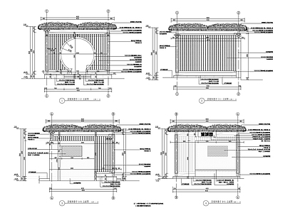 现代钢结构月亮门方亭 施工图