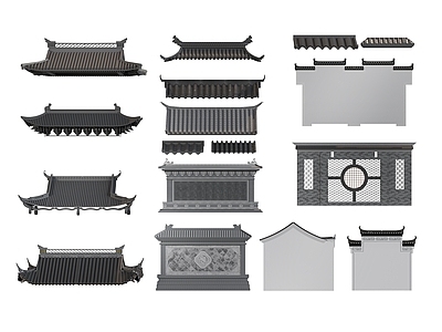 新中式屋檐 房檐 屋顶 门头 瓦片屋顶 中式构件 建筑构件