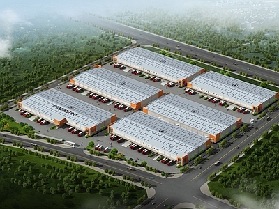 丰树西安智慧物流园建筑效果图 施工图 工业建筑