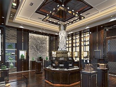 新中式翡翠珠宝展厅 玉石馆展厅 玉器 珠宝展厅