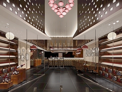 现代酒窖展厅 酒窖 红酒超市 红酒展厅 酒柜 酒架 红酒 品酒区