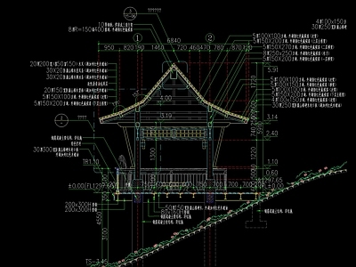 新中式悬空四角木亭做法详图 施工图