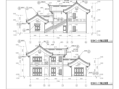 中式商业街建筑 施工图