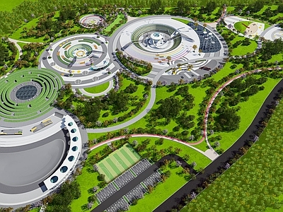 现代景观公园 转角街头绿地 曲线线性 市政公园
